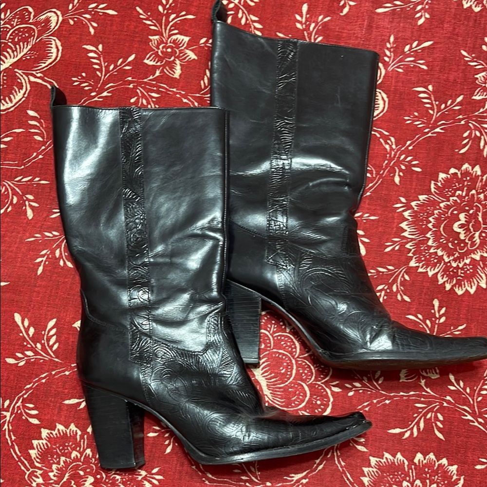 ANTONIO MELANI Black Heeled Boots Classic Knee-High